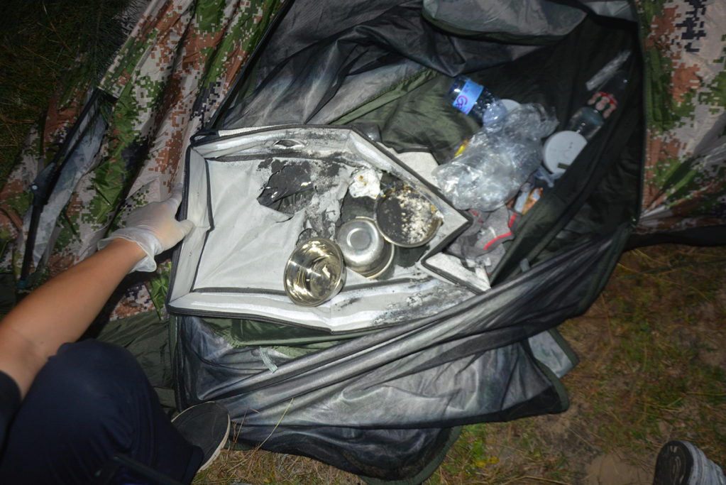 Figure 2: Burnt carbon ash in the tent.
