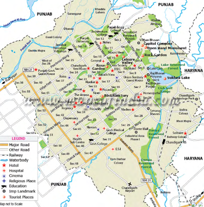 Figure 1: Study Area- Educational Institutes in Chandigarh.