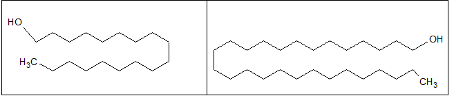 Figure 4: ** a) Octacosanol, b) Heptasosanol.