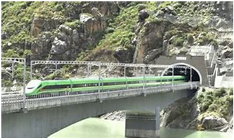 Figure 4: ** Tunnel and a bridge along the bullet train route from Lhasa to Nyingchi.