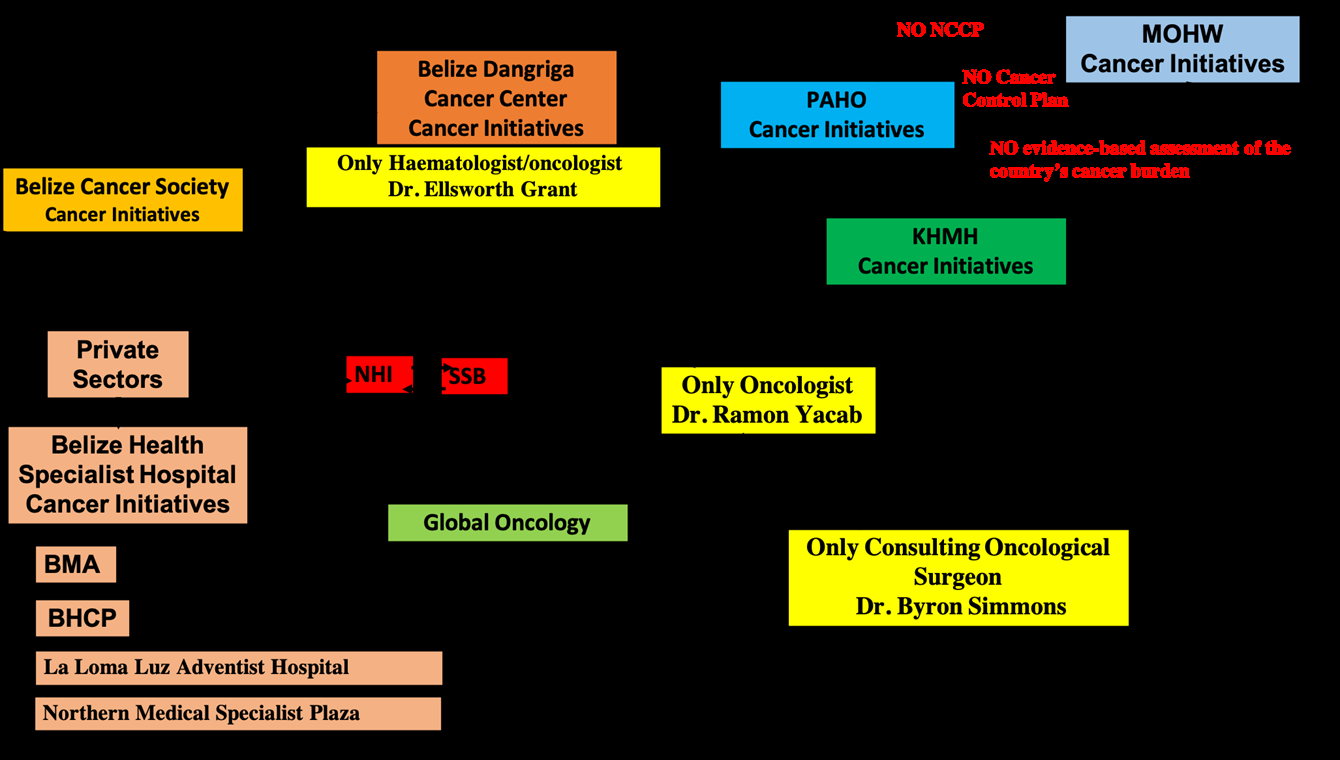 Figure 7: Illustration of the current engagement mechanism for Cancer Care in Belize.