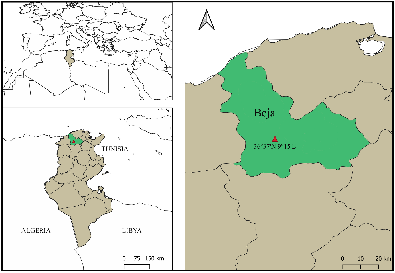 Figure 1: Map showing the sampling region in Tunisia.