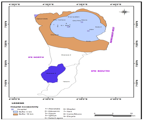 Figure 4: Spatial Accessibility to Healthcare Facilities of Diabetes Patients.