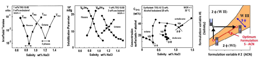 Figure 6: Series of one-dimensional formulation (S) scans at different ACN to generate a bi-dimensional scan (right) or the comparison of three performance criteria.