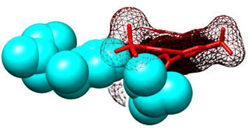 Figure 11: Figure illustrates Inhibitor flurbiprofen is nonselective because it fits well in the sites of the isoforms.
