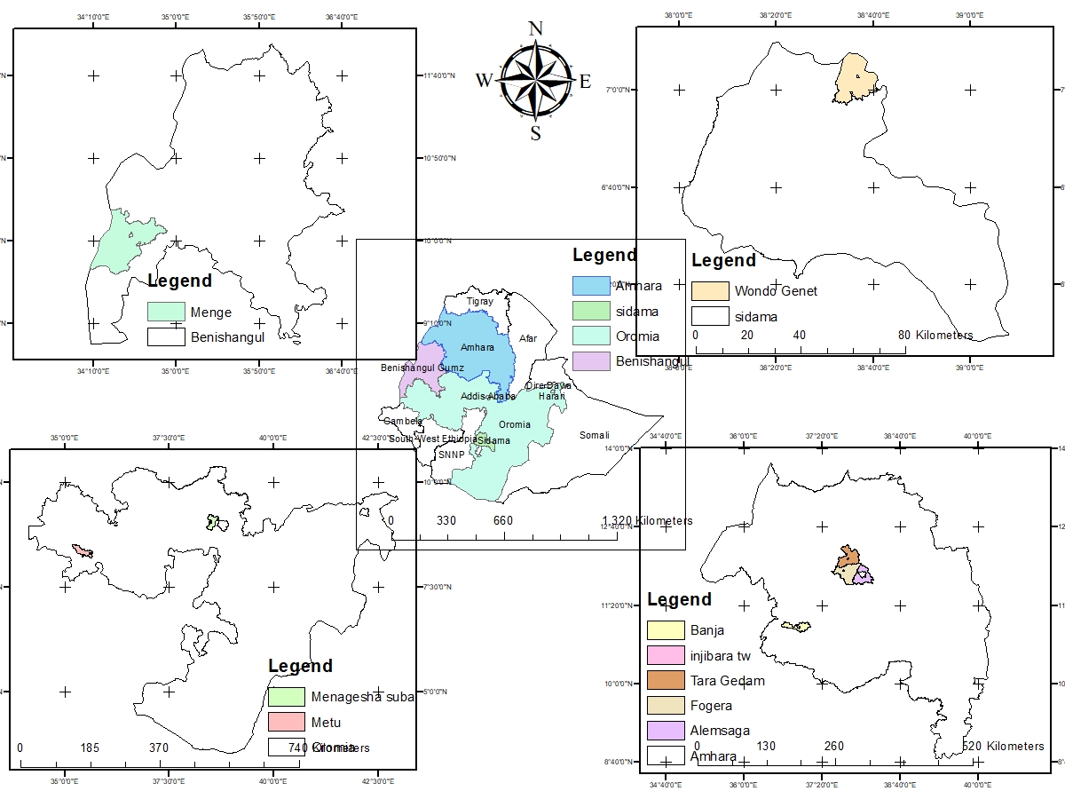 Figure 1: The map of wild edible growing geographical areas in Ethiopia.
