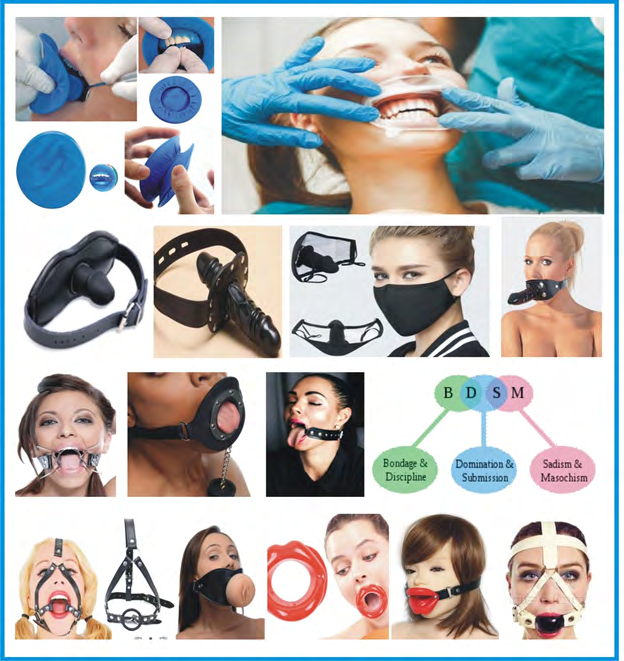 Figure 9: The diverse configurations/styles of the mouth gag oral sex toy [33-38].