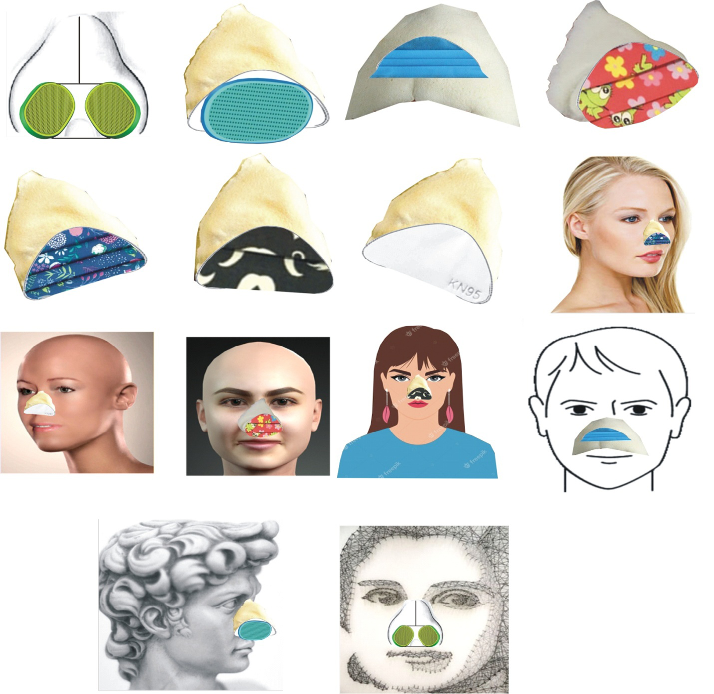 Figure 42: Depicts the applications of the new IJN (a.k.a. AIBE) models of the Elastomeric nose mask with reusable/ exchangeable filter elements (cartridges or filters) (Courtesy Azuberths Research Complex Owerri, Nigeria).