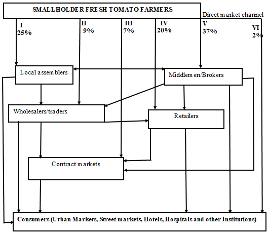 Figure 2: Marketing Channels of Fresh Tomato among Smallholder Farmers.