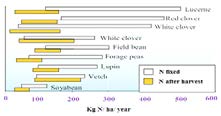 Figure 2: ** Estimates of the Amount of N-Fixed and the Amount left over after Harvest.