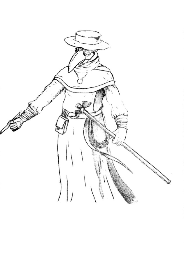 Figure 3: Designed by Mohammad Mahdi Bakhshian, a demonstration of doctors’ safe clothes during the plague pandemic.