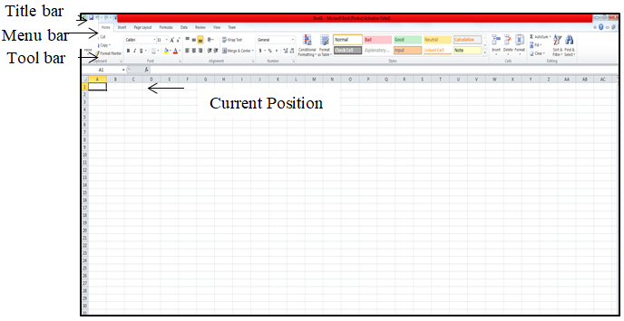 Figure 6: MS - Excel Screen.