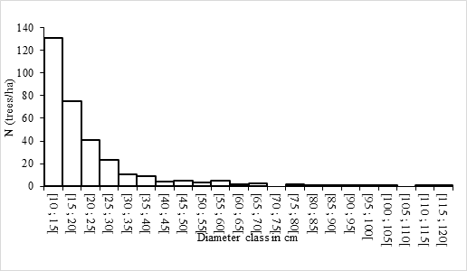 Figure 2: Diameter structure of the forest of plateau.