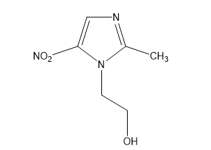 Figure 1: Structure of metronidazole: C6H9N3O3 (2-(2-methyl-5-nitro-1H-imidazol-1-yl)ethan-1-ol).