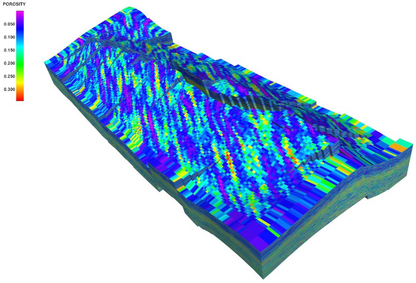 Figure 3: 3D porosity distribution of Palchig Pilpilesi field (QUG – QaLD).
