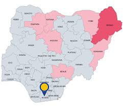 Figure 3: Map of Rivers State Showing Oyigbo Local Government Area (Komkom Community)