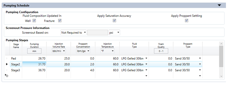 Figure 33: LPG fracture design parameters.