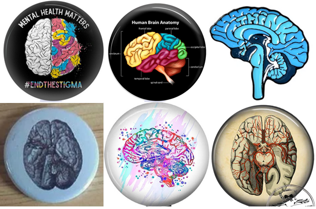 Figure 1: Badges depicting the brain.