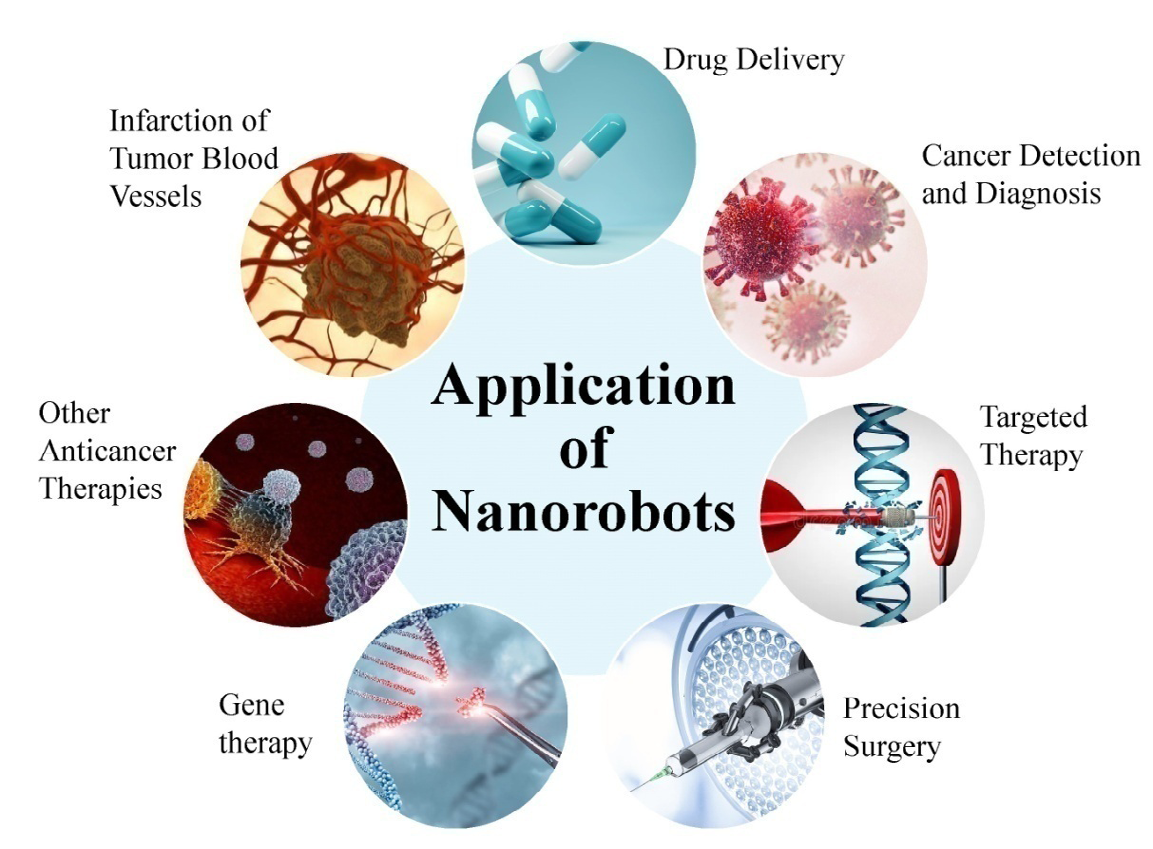 Figure 1: An illustration showing how nanorobots might be used to fight cancer [9].