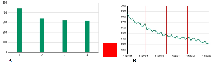 Figure 12: Response of blood flow post stimulation recorded every two minutes. (Courtesy: Dr Shyam Vasudeva Rao, Renalyx Health Systems, Bengaluru).