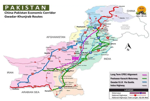 Figure 1: The Western and central route of the CPEC passes through Baluchistan.