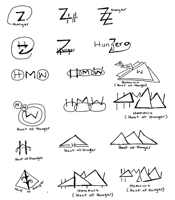 Figure 1: Hoot at hunger illustrations can represent a pyramid or a spectacle/vision.