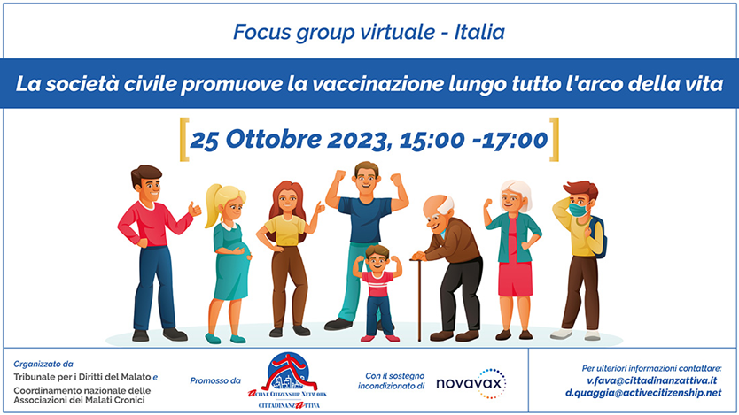 Figure 3: Save the date of the event realized in Italy on 25th of October 2023 by Cittadinanzattiva through Tribunale per i Diritti del Malato and Coordinamento nazionale delle Associazioni dei Malati Cronici with Active Citizenship Network’s support.