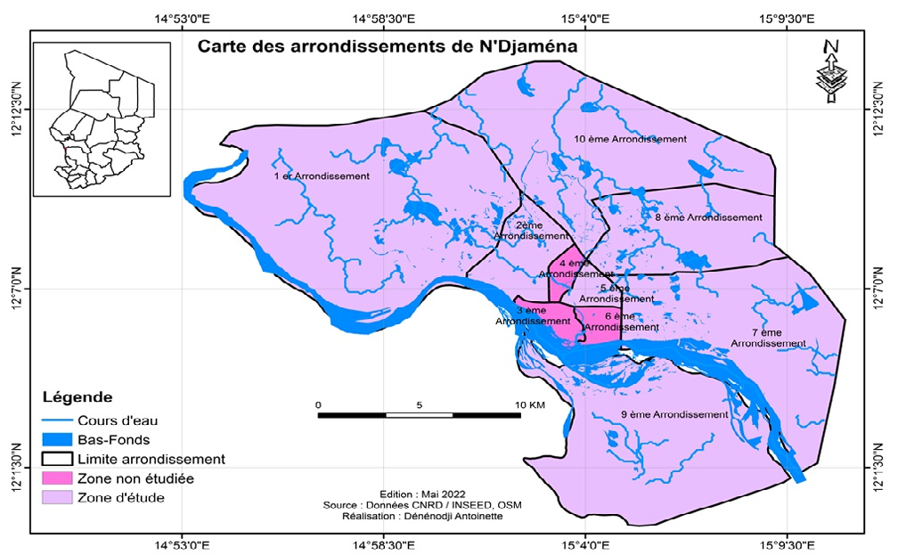 Figure 1: Geographic location of the study area (Denenodji Antoinette/CNRD, 2022).