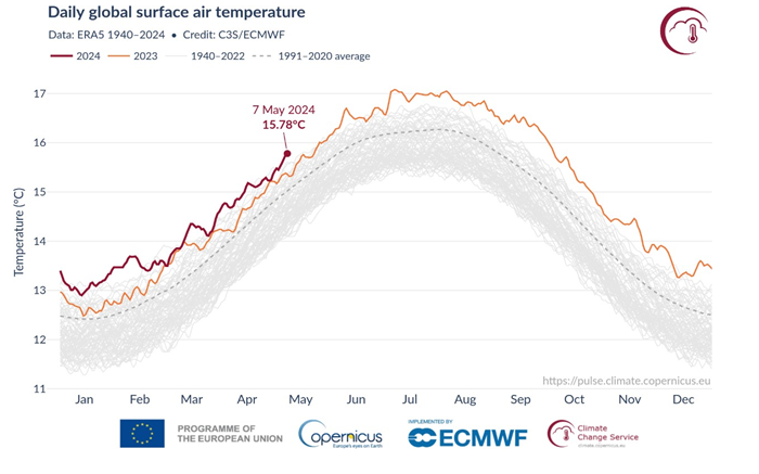 Figure 1: ** Daily global surface air temperature.