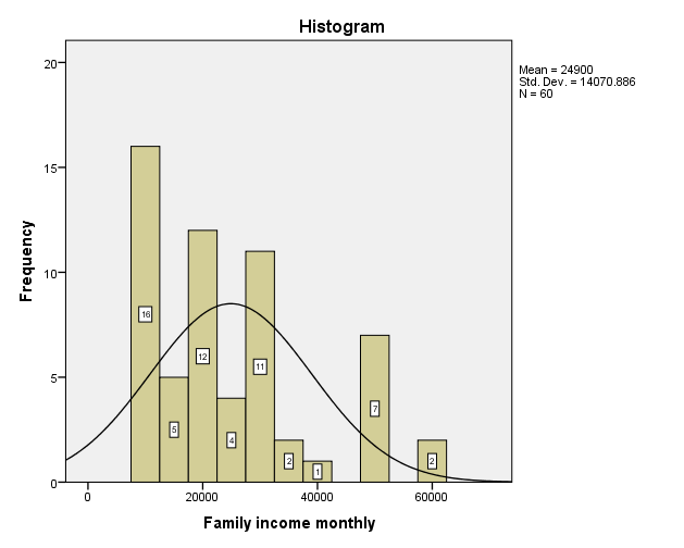 Figure 4: Distribution of respondents by Family income monthly.
