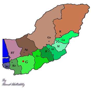 Figure 1: AZ: Azadshahr, AG: Agh Ghala, G: Gorgan, BT: Bandar Torkaman