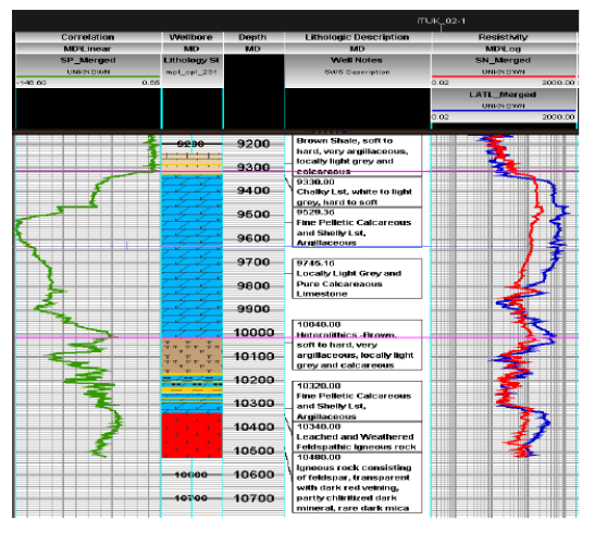 Figure 4: Lithological description of ditch cuttings in Well A carbonate platform.