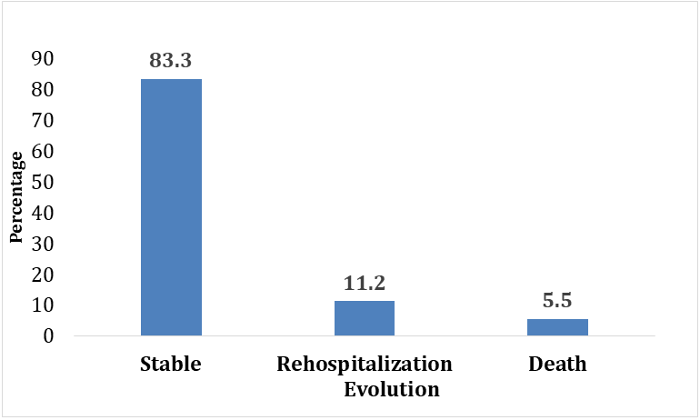 Figure 2: Evolution at 3 months of the discharge of patients with heart failure (n = 106).