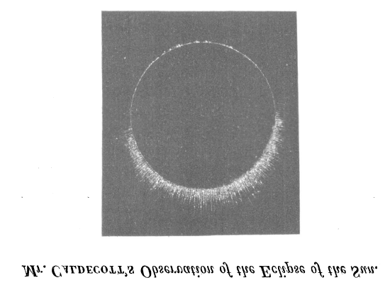 Figure 4: Solar eclipse sightings reported by Caldecott in Memoirs of the Royal Astronomical Society, Vol. 15, p.171 (1846).