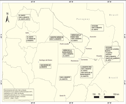 Figure 1: Location of the Cult and denominations according to the records of Miranda BJI [5] and the updates of Bondar (2022- 2023).