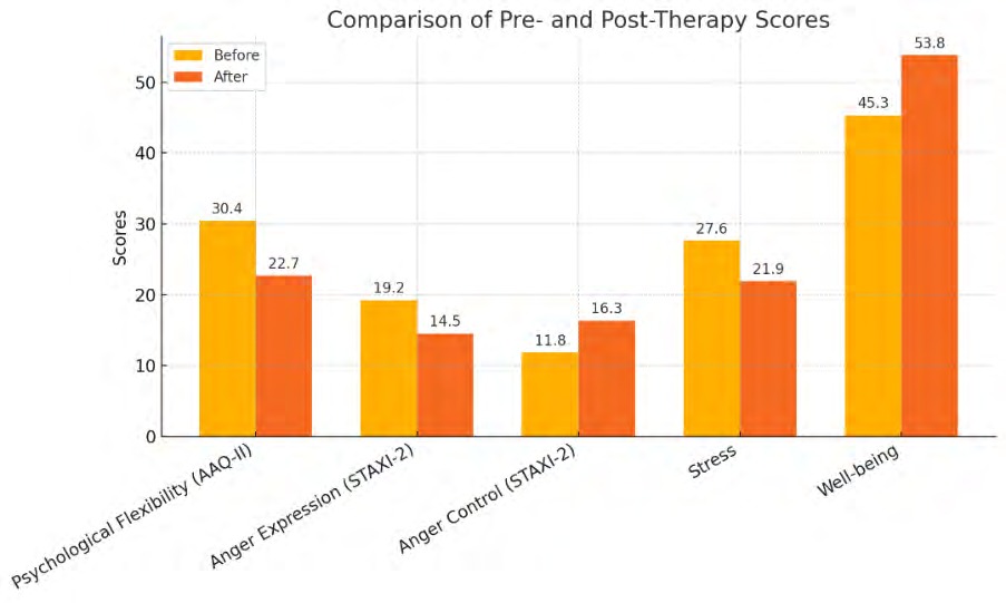 Figure 1: The graph shows the comparison of the mean scores before and after the intervention of the variables under research.
