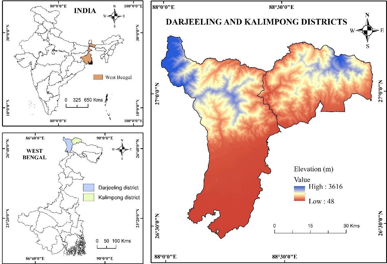 Figure 1: Location Map of Darjeeling and Kalimpong Districts, West Bengal.