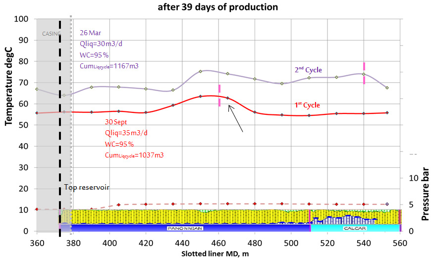 Figure 18: Profile comparison between cycles for well #2 after 39 days.