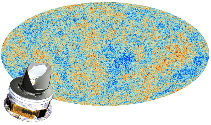 Figure 40: Planck, launched in 2009, provides a capstone to the study of the cosmic microwave background. But unambiguous confirmation of a cosmic burst of expansion known as inflation remains elusive. [Credit:ESA].