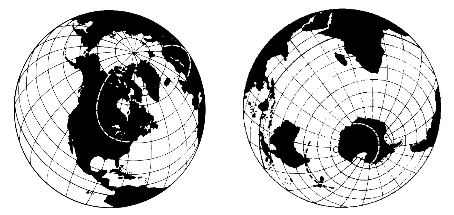 Figure 1: The extent of the icecaps at the end of Pleistocene suggests that the poles were in a different position from today’s.