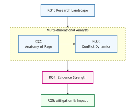 Figure 1: Conceptual framework and research questions for road rage synthesis.