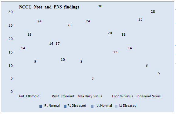 Figure 2: NCCT nose and PNS findings.