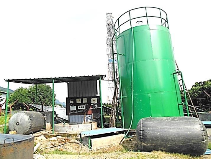 Figure 2: 40m3 CSTR at UPES campus Ratio of JDOC and cow dung (to be fed in pilot scale digester) was optimized at lab scale (Figure 3).