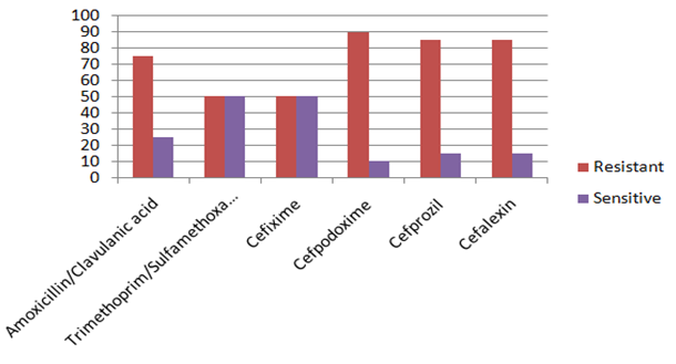Figure 5: Pattern of Klebsiella pneumoniae Resistant & Sensitive.