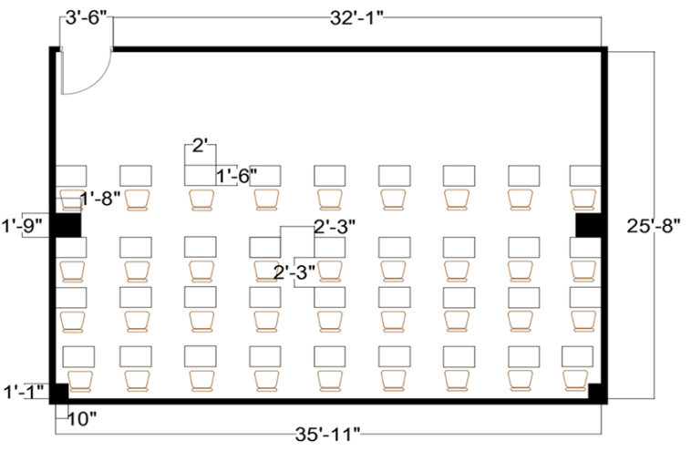 Figure 7: Layout for room no: 233(A), Jessore University of Science and Technology for the proposed table and chair for the present.