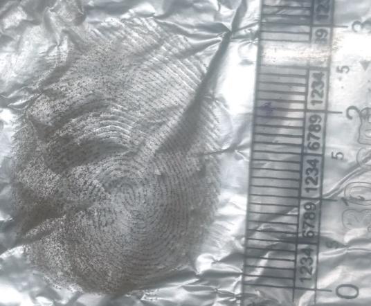 Figure 10: Development of latent fingerprints on Aluminum Foil
