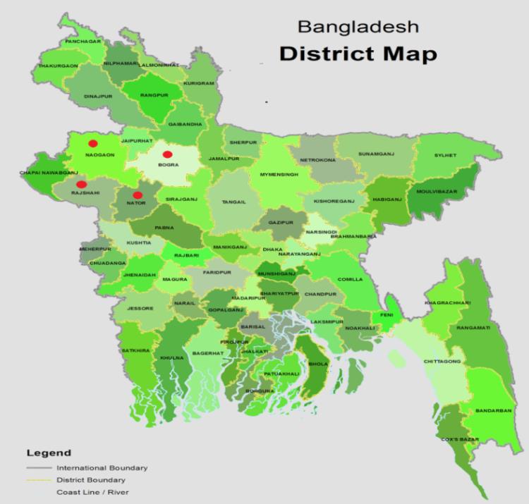 Figure 1: Survey sites on country map.