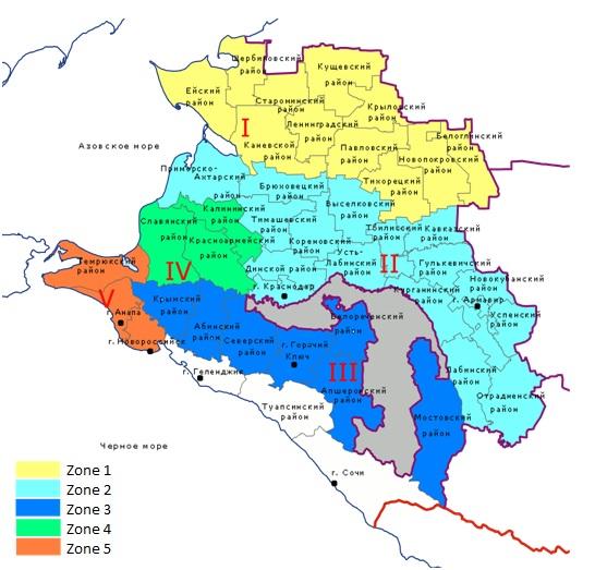 Figure 2: The administrative-territorial division of the Krasnodar region in the system of agro-industrial complex.