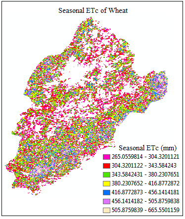 Figure 8: Seasonal crop water requirement of wheat in study area.