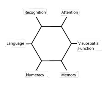 Figure 1: Six cognitive functions were identified after desk top research and working with care-takers of dementia patients in Hong Kong elderly settings.